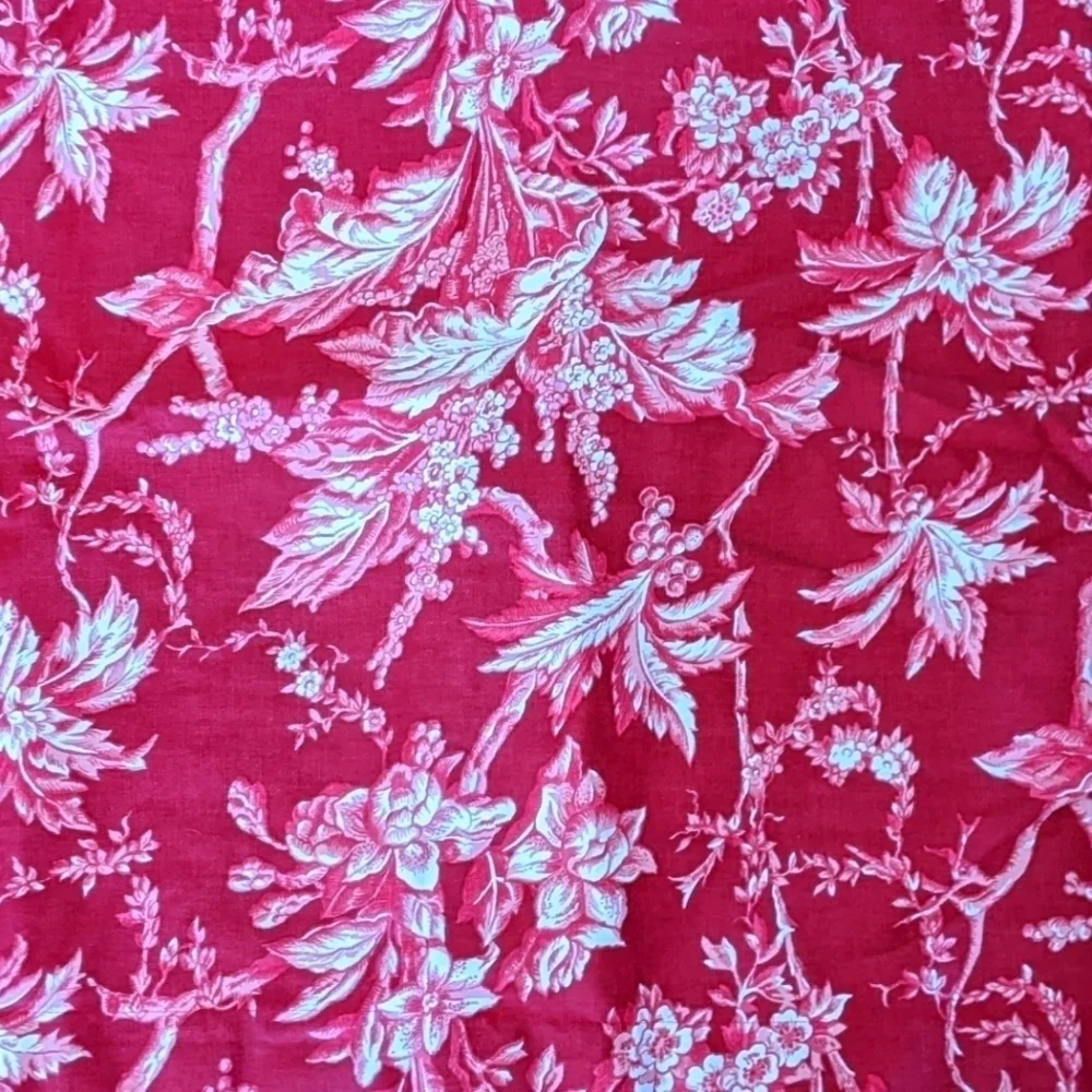 Martha Stewart Living Red & White Floral Pillow Shams Pair King Cotton
